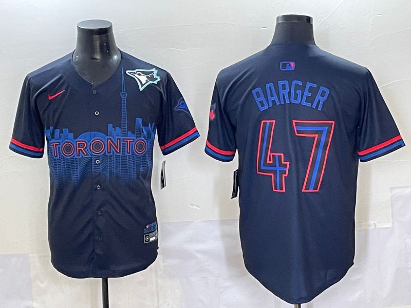 Men 2025 Toronto Blue Jays #47 Barger Black Joint Name Nike MLB Jersey style 12->toronto blue jays->MLB Jersey